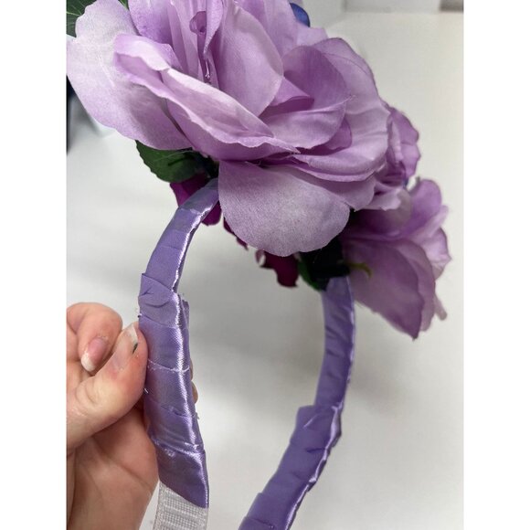 Large Floral Headpiece in Purple Costume Head Wear Hat Headband Performance - Picture 6 of 8